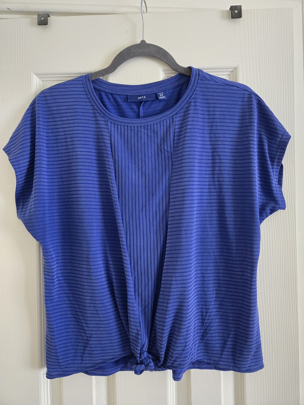 Apt. 9 Royal Blue Striped Knot-Front Crop Top